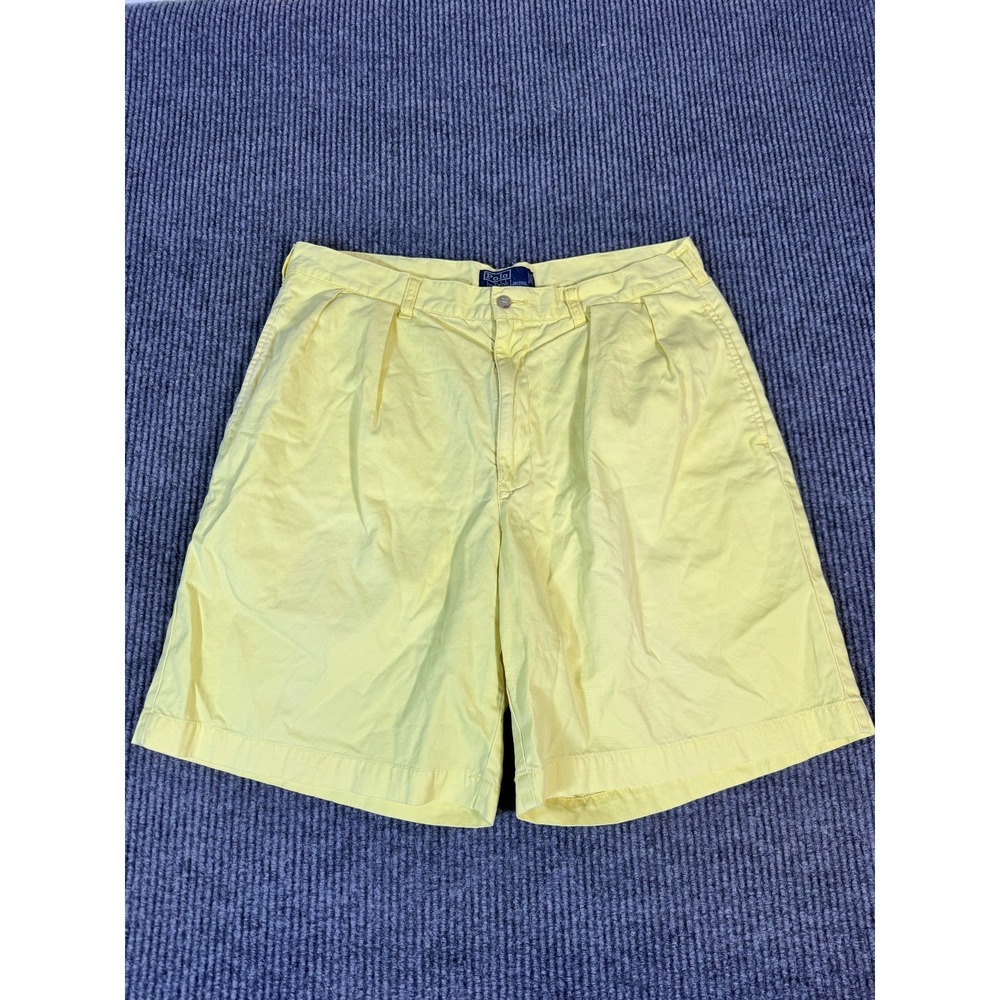 Polo Ralph Lauren Tyler Chino Shorts Men Size 36 Yellow Double Pleated 9" Inseam